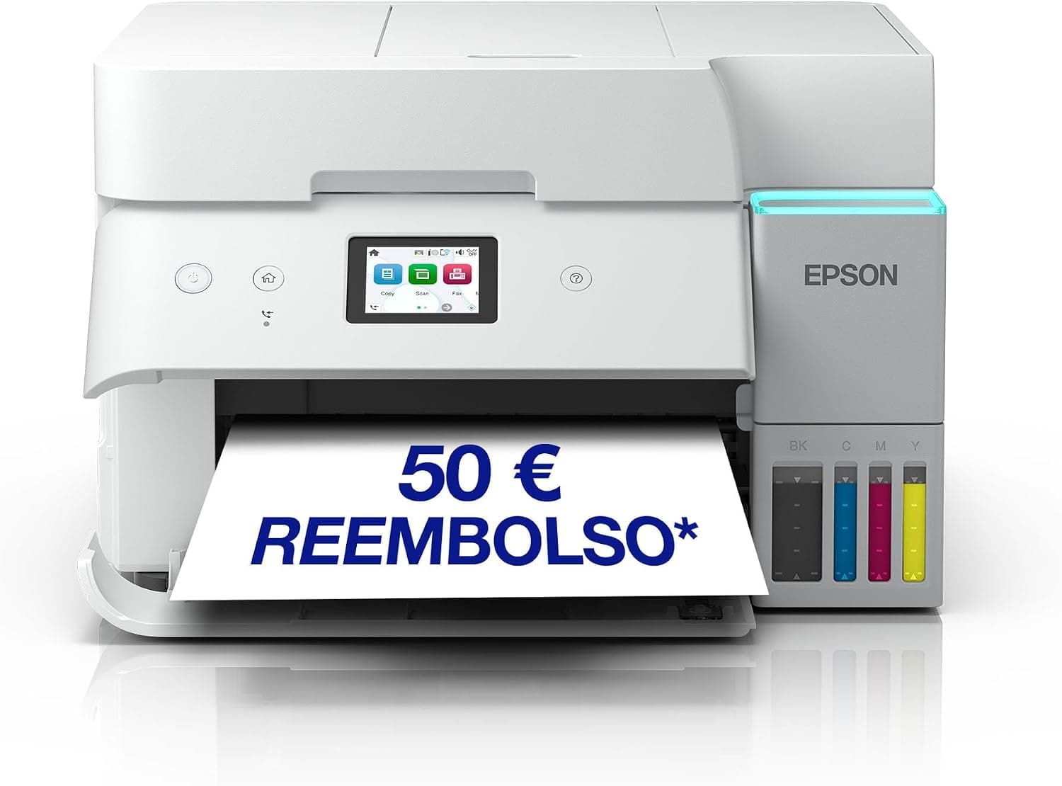 Epson EcoTank ET-4956 Impresora de Depósito de Tinta | Teletrabajo | Wi-Fi, Ethernet | A4 | Doble Cara | Imprimir, Copiar, Escanear, Fax | Pantalla Táctil 6,1cm | ADF | Tinta Incluida para 3 Años