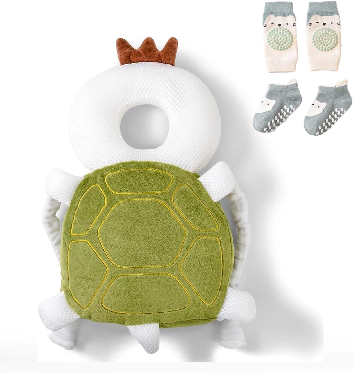 Soporte para la Cabeza del Bebé Ajustables Anti-Caídas Almohada Protección Bebé Protector de Cabeza Casco de Protección para Bebe(Tortuga)