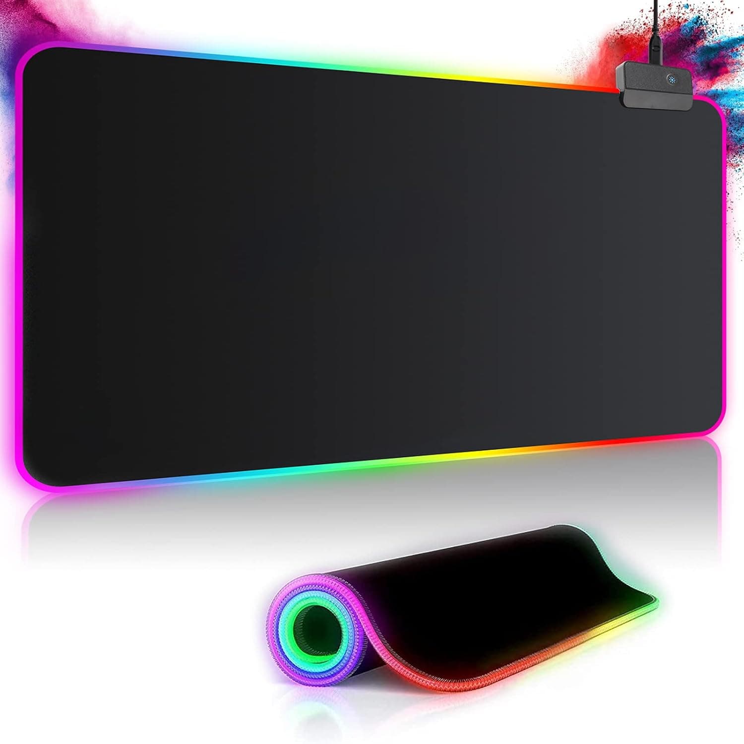 Realky Alfombrilla de Ratón RGB, 800×300mmTapete de Juego Extra Grande, Alfombrilla Raton LED 14 Efectos de Iluminación Impermeable Antideslizante, Alfombrilla Ratón Gaming para Gamers, PC y Portátil