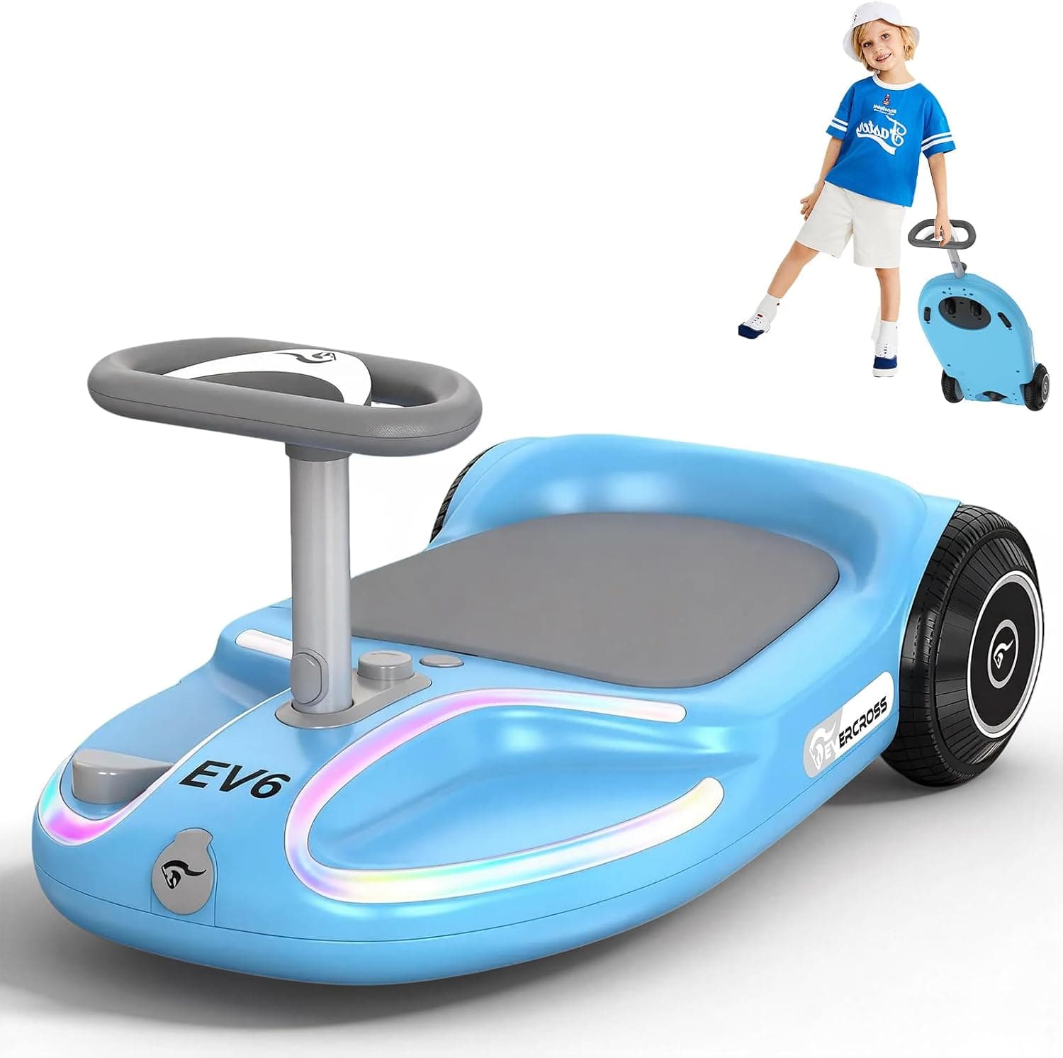 EVERCROSS EV6 Coche Electrico para Niños, 4 en 1 con Música Bluetooth