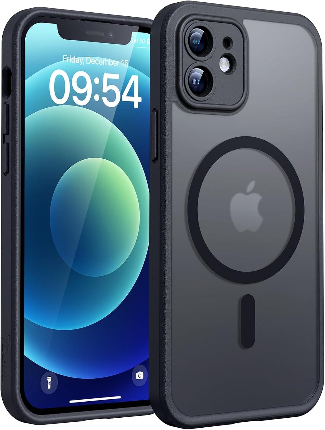 TOCOL Funda para iPhone 12 (6,1"), Compatible con MagSafe, Titanio Negro