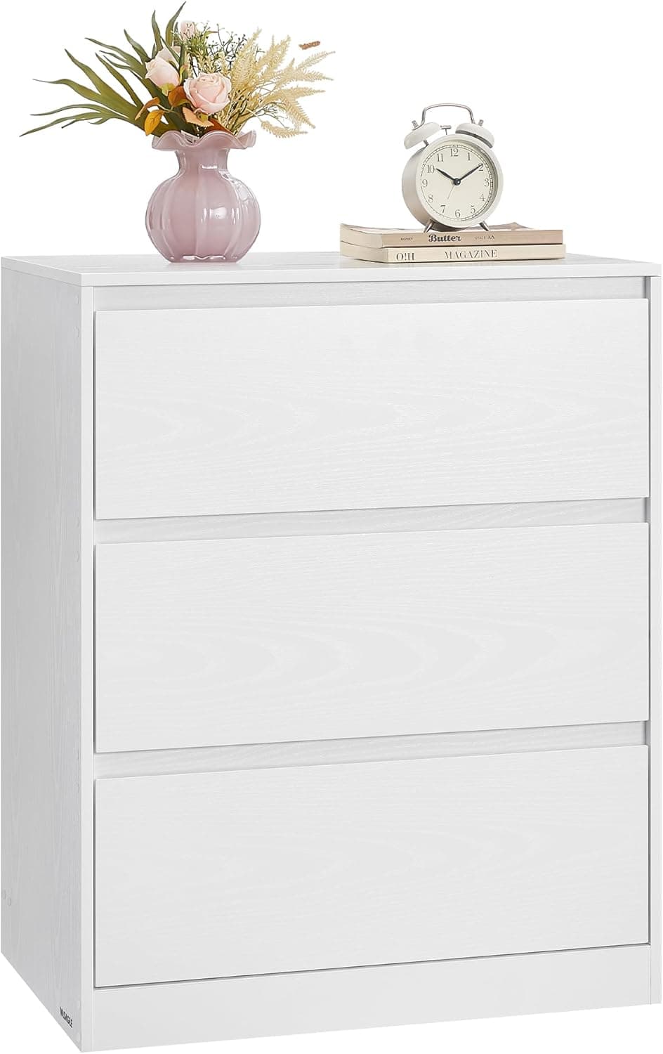 VASAGLE Cómoda de 3 Cajones para Dormitorio, 60 x 40 x 75 cm