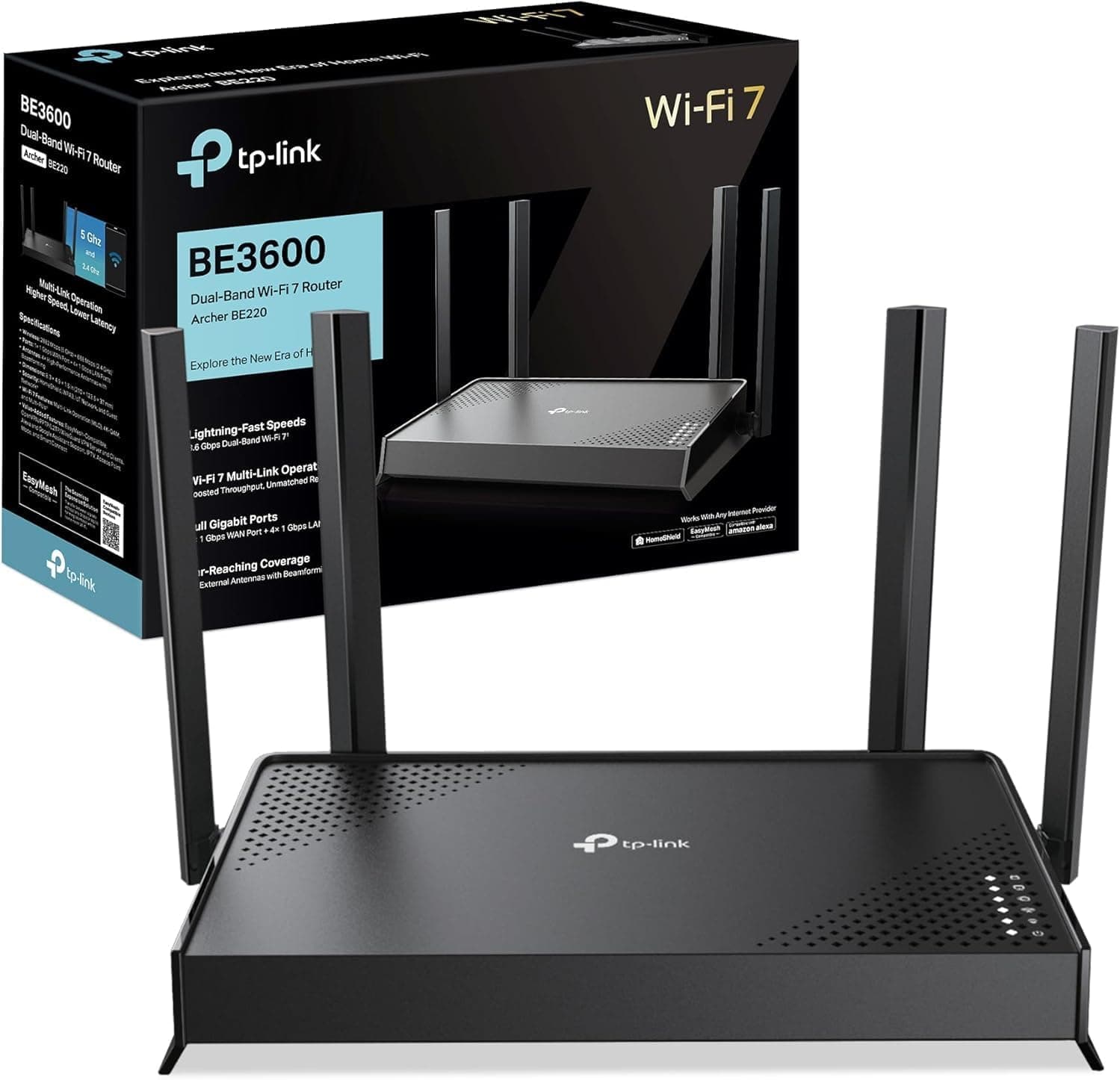TP-Link Archer BE220 - Router WiFi 7, Doble Banda, Puertos Gigabit