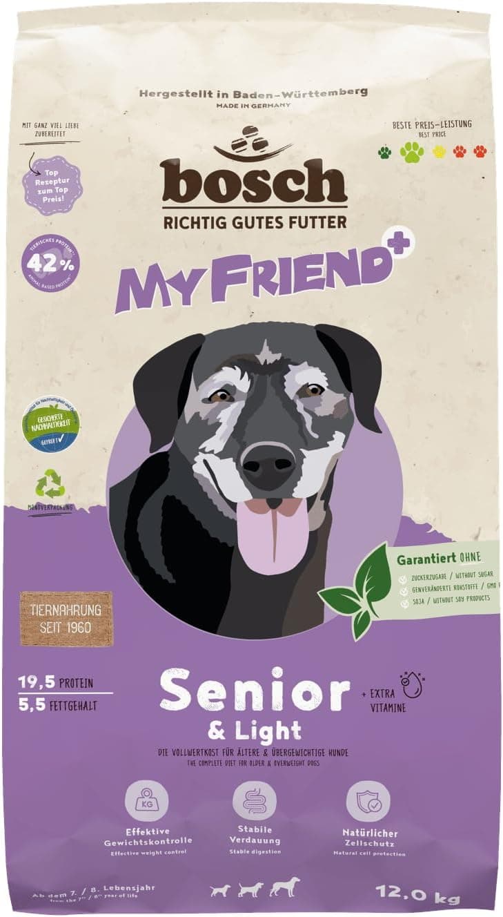 Bosch My Friend+ Dog Senior & Light | Comida Seca para Perros Mayores y con sobrepeso | 1 x 12 kg