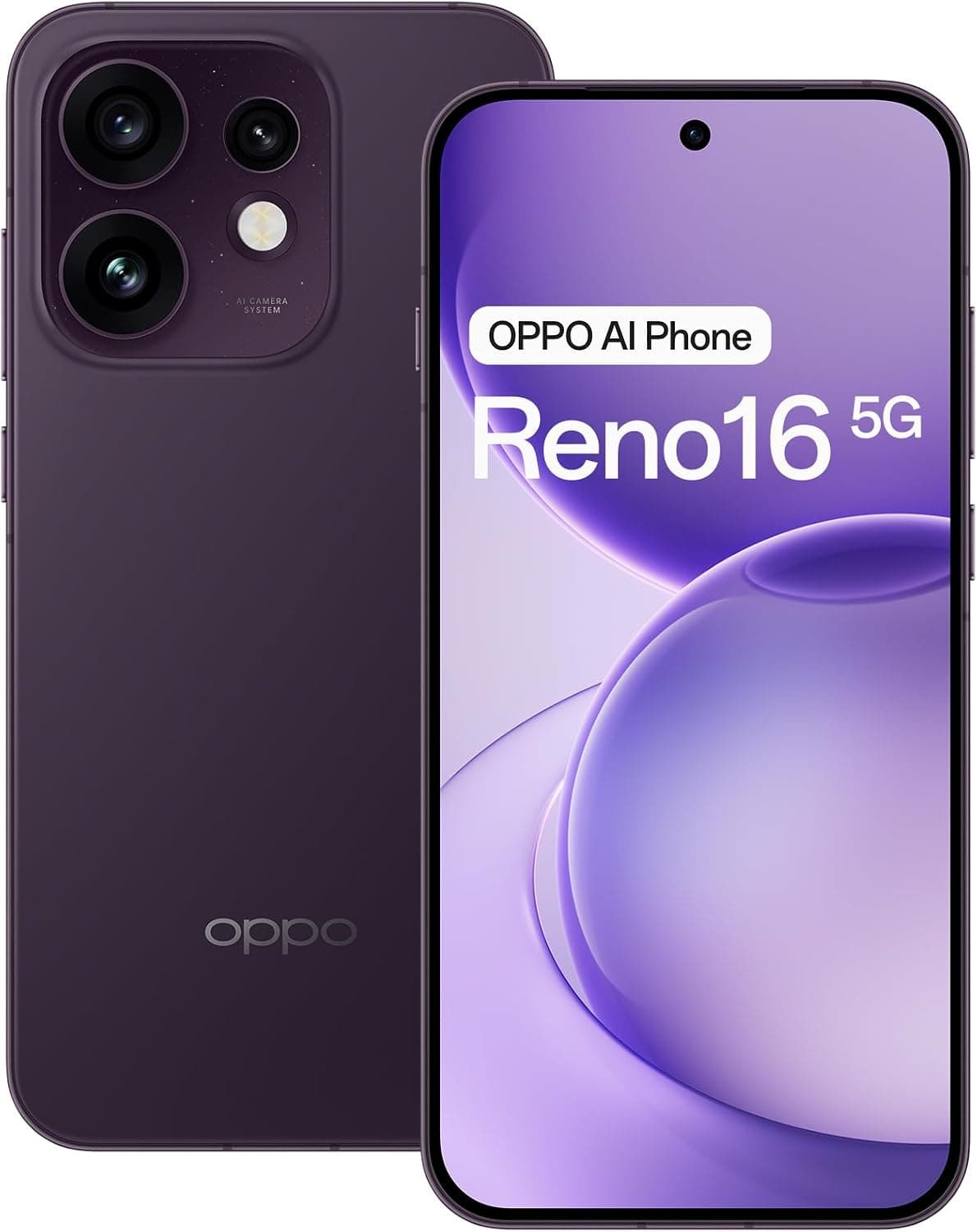 OPPO Reno16 5G Teléfono 8+256GB 6000mAh 120Hz 50MP, Purple Black