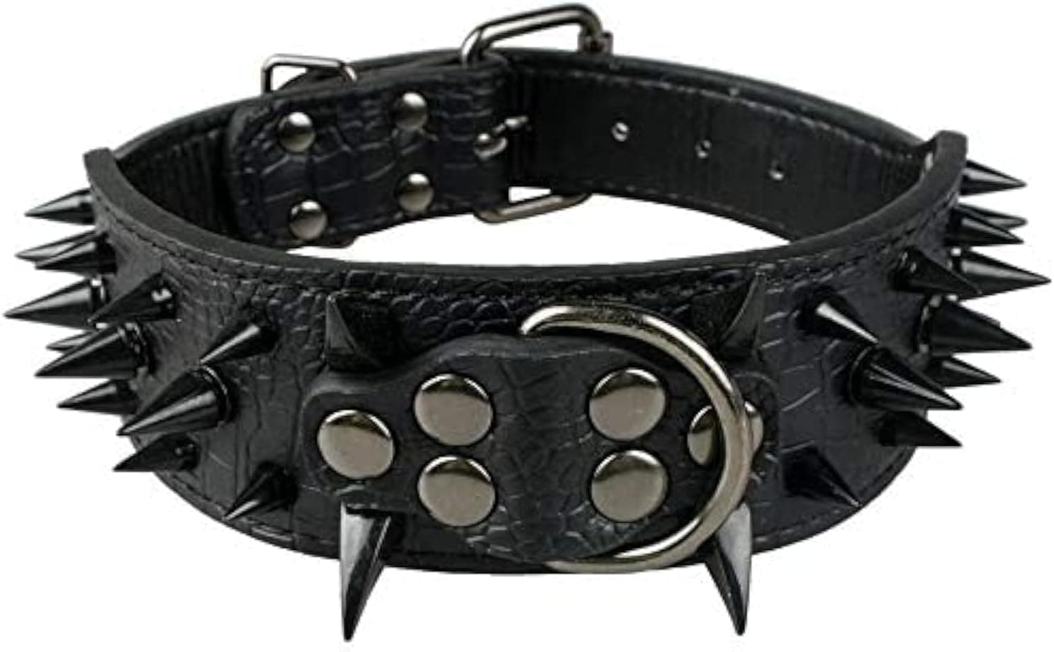 Collar de Perro Collares de Cuero Acolchados Lujosos con Tachuelas Afiladas para Perros Medianos Grandes Collar 5cm de Ancho Anti Mordiscos S,Nr-Nr