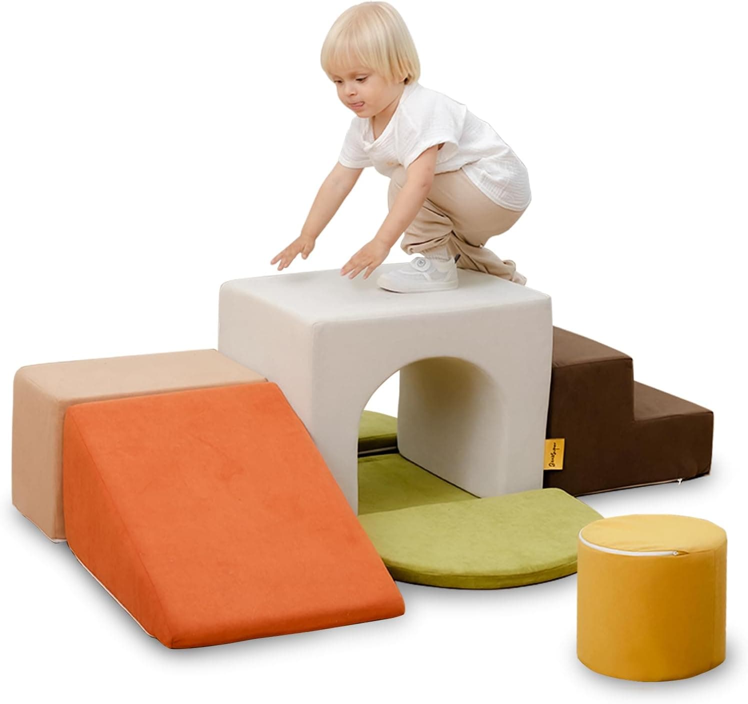 BanaSuper Bloques Espuma Educativos para Niños | Juego Motricidad con Base Antideslizante | Certificado EN71 | Juego de 7 Bloques Psicomotricidad para Niños | Diseño Modular y Lavable (Colored)