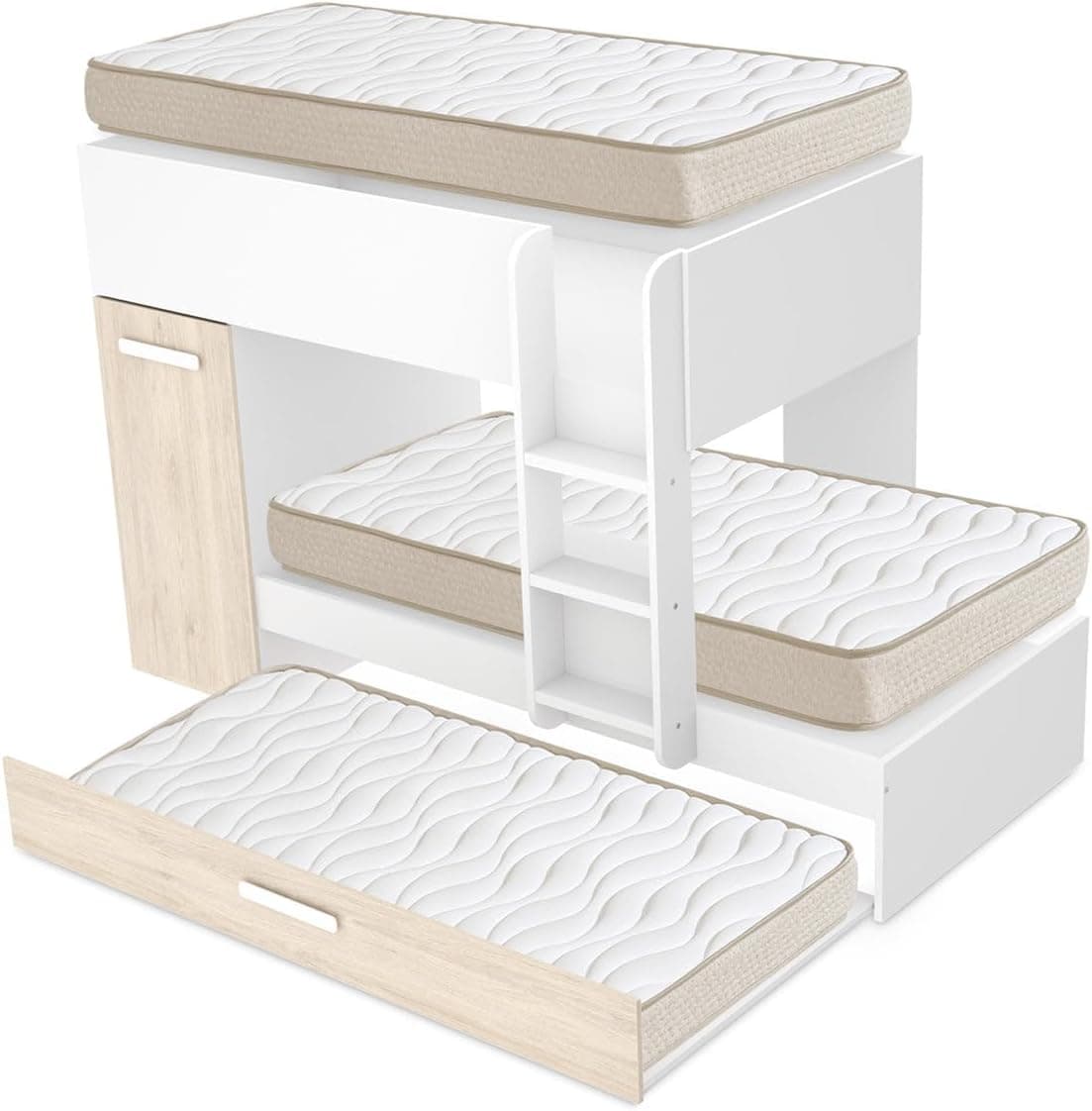DEKIT - Pack Ahorro Juvenil Cama Tren Triple Tom con 3 Colchones viscoelásticos Nova 90 x 190 cm