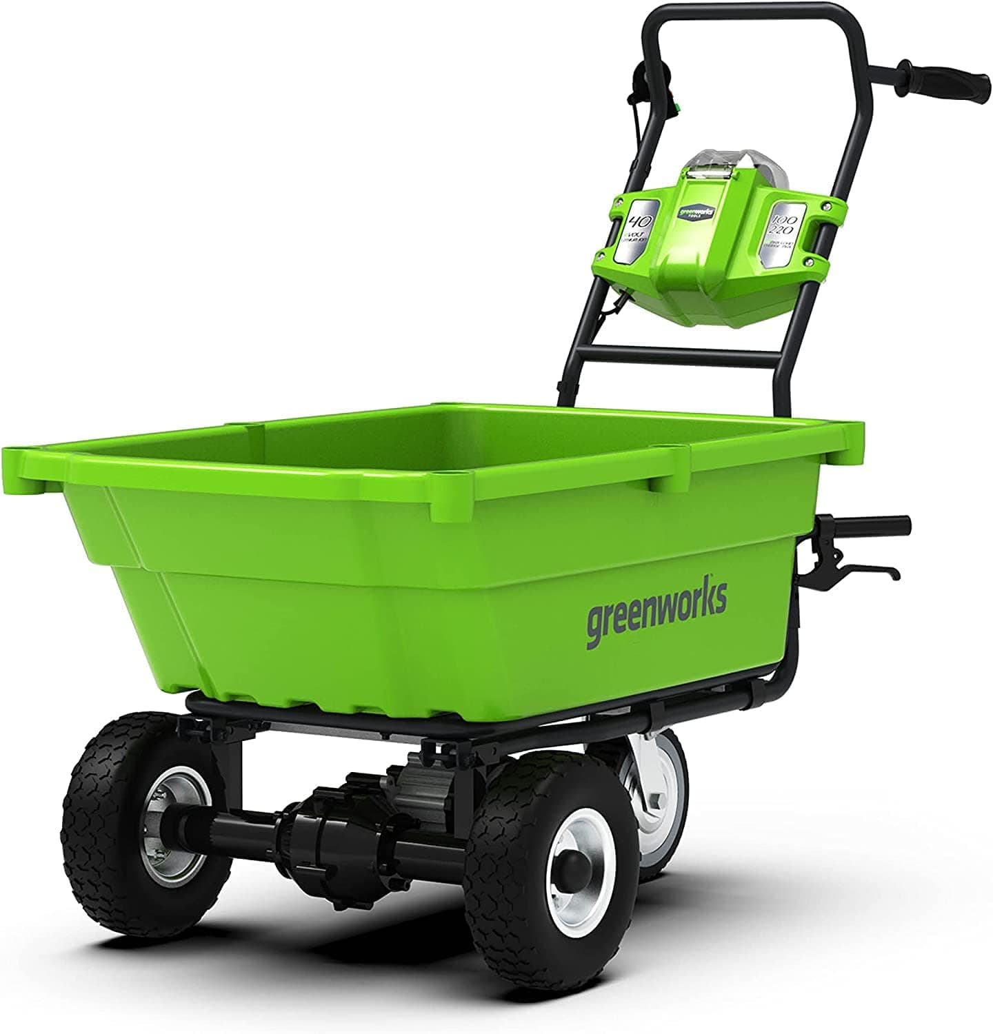 Greenworks G40GC Carro de Jardín Eléctrico de Batería Autopropulsada, Capacidad de Peso de 100 kg, 106 L, Función de Vuelco Fácil, SIN Batería de 40V y Cargador, Garantía de 3 Años