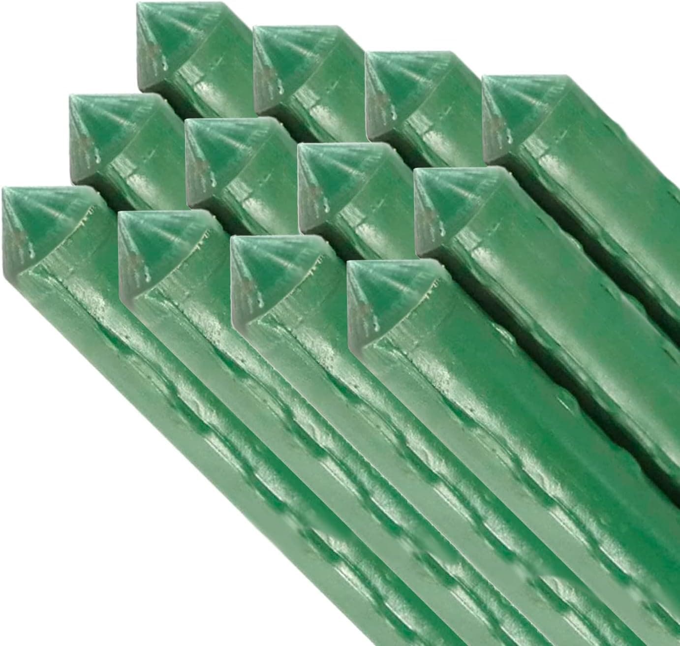 Tradineur - Pack de 12 tutores de Acero plastificado para Plantas, Ø 1,10 x 180 cm, Ideal para el Cuidado del jardín. Varillas para el Cuidado de Plantas y árboles (Color Verde)