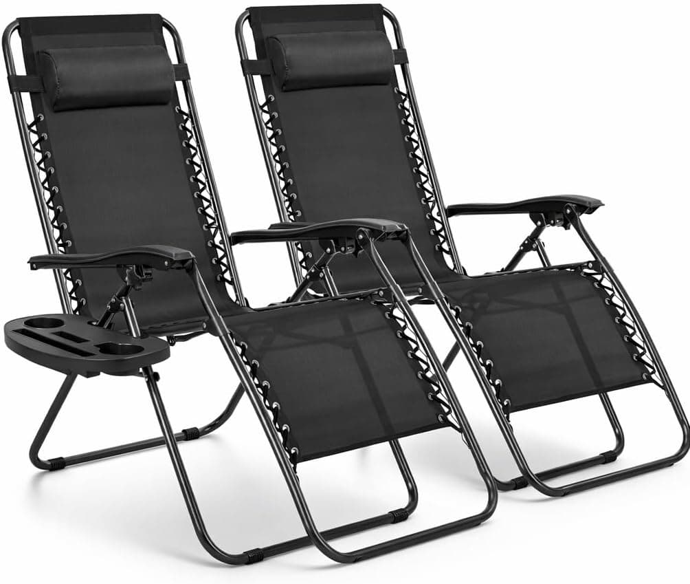 Pack 2 Tumbonas o Sillas de Exterior Plegables para jardín | Playa | Piscina o Terraza | Hamacas Reclinables Camping con Portavasos y Reposacabezas | Hasta 150kg | Silla plegable playa o Tumbona