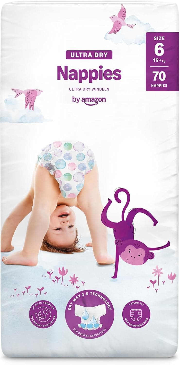 By Amazon Pañales Ultrasecos, Talla 6 (más de 15kg), 70 Unidades (1 Paquete de 70)