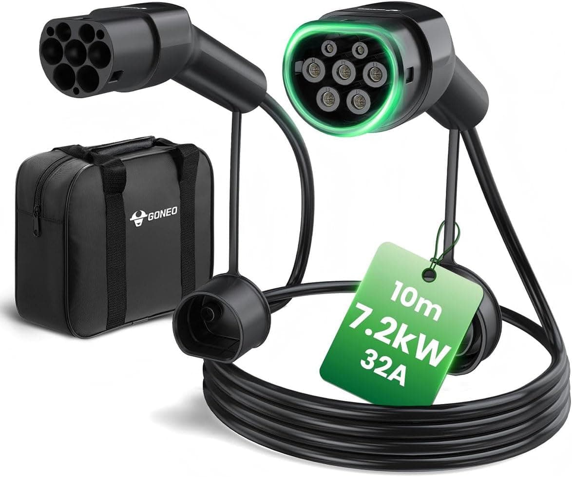 GONEO EV Cable Carga Coche Electrico Tipo 2 7,2kW 10 Metros