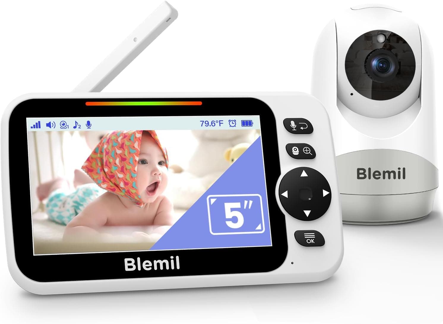 Blemil Vigilabebes con Camara 5", Pantalla Dividida, Sin WiFi