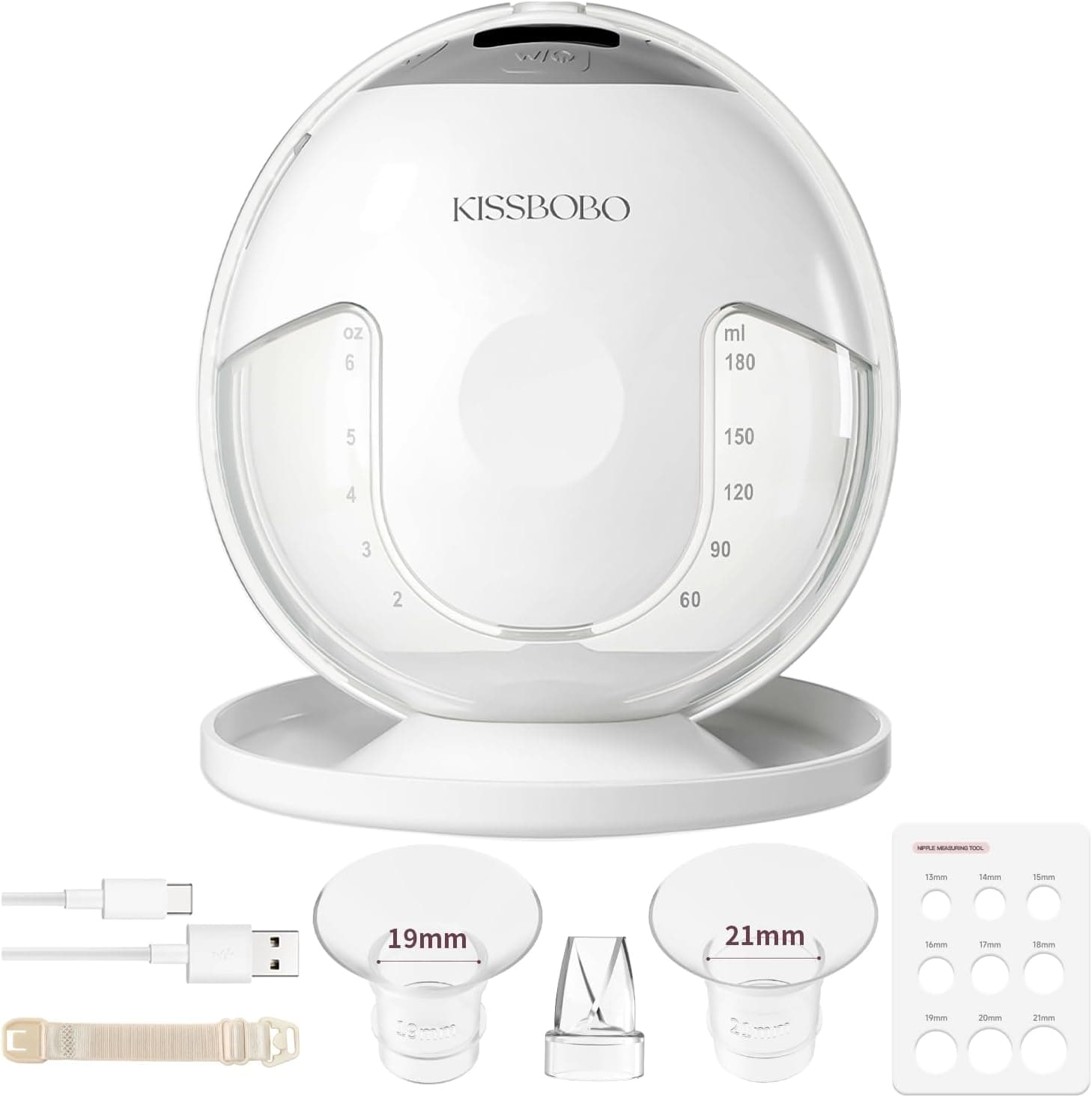 KISSBOBO K5 Sacaleches electricos,19 niveles 4 modos, 280mmHg fuerte potencia de succión sacaleches manos libres, indoloro saca leche materna electrico(Blanco 1 Pieza)