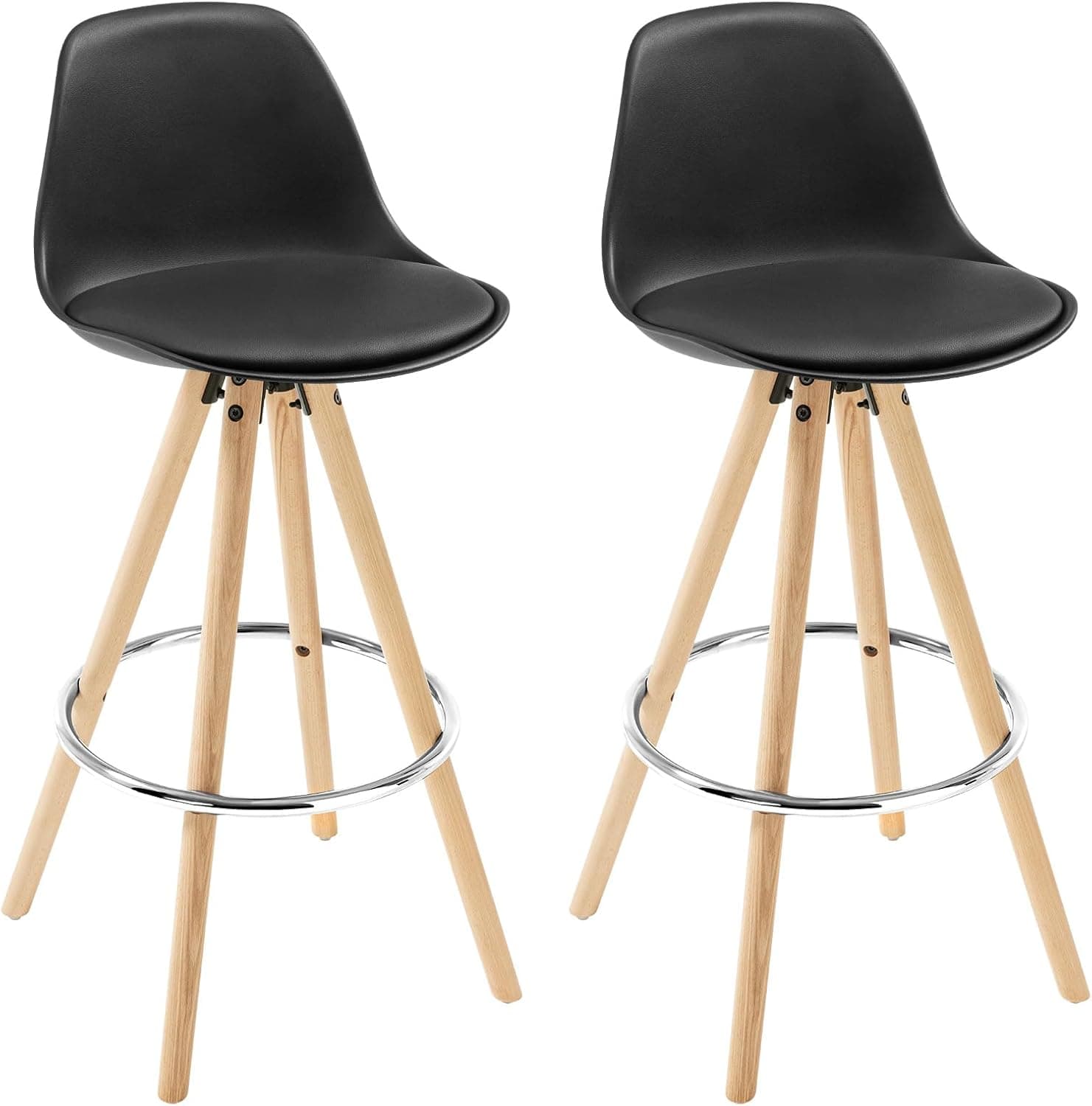 WOLTU 2X Taburetes de Bar con Respaldo, Cuero Sintético, Schwarz