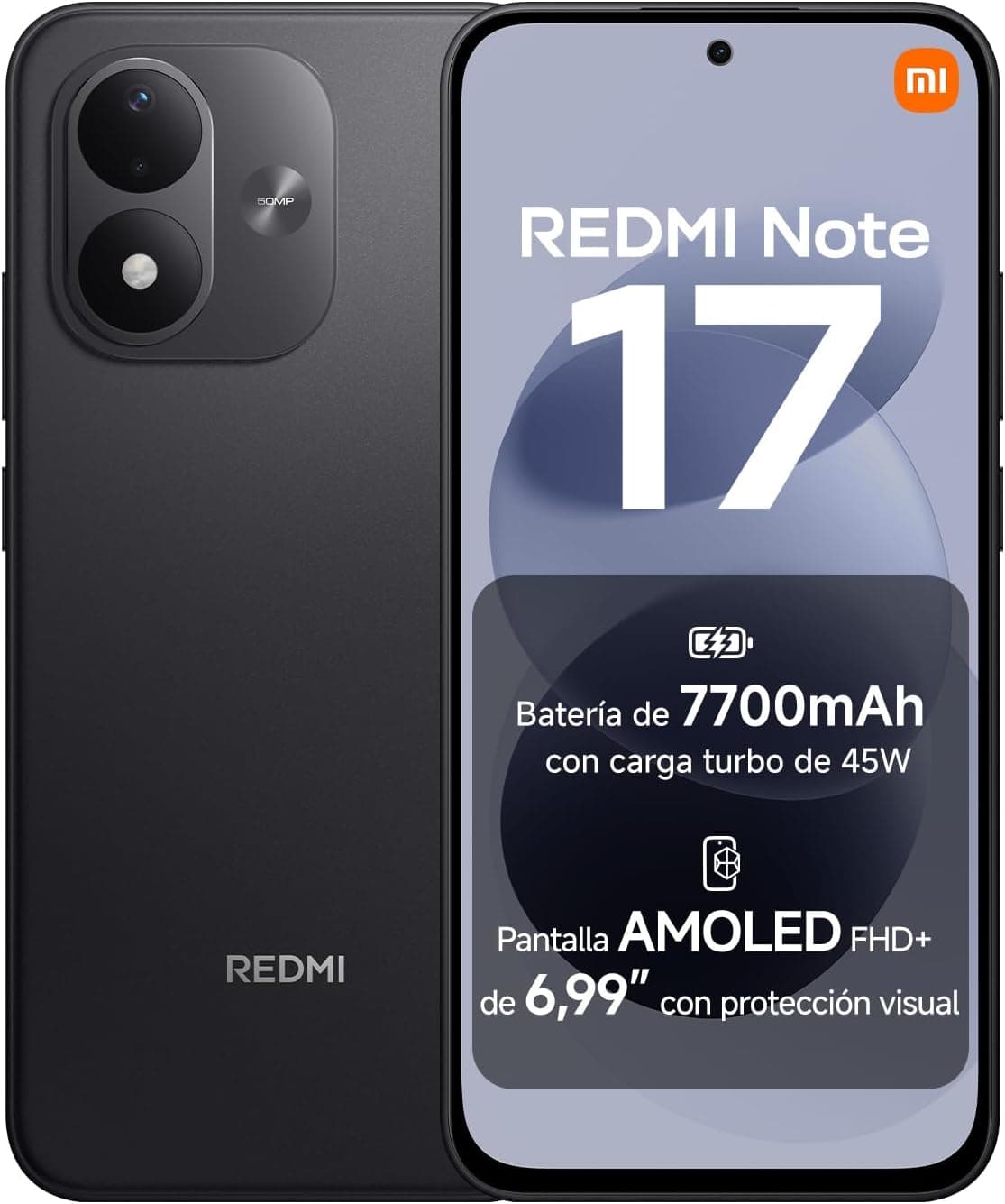 REDMI Note 17, Smartphone 6+256GB, Negro, batería de 7700mAh