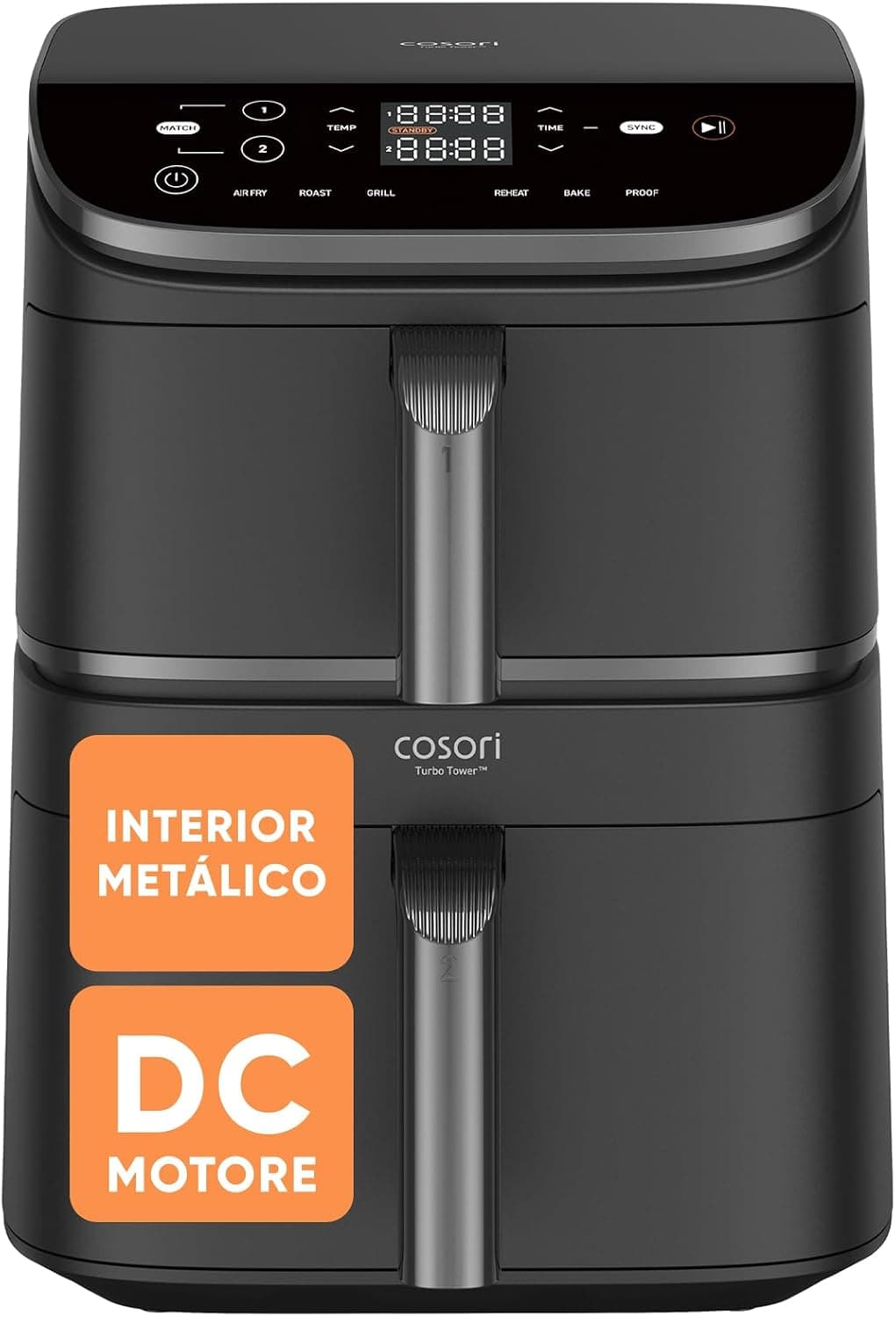 Cosori Freidora de Aire 10,8 L Turbo Tower, Doble Cesta Vertical
