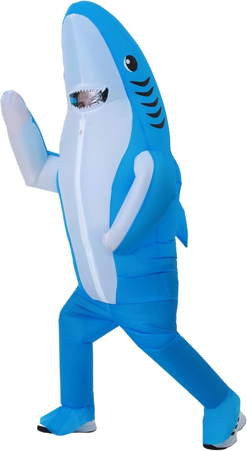 Disfraz de tiburón inflable para adultos, disfraz de aire para hombre y mujer, divertido disfraz de carnaval para Halloween, Navidad, fiesta (inflable tiburón costume mujer hombre)