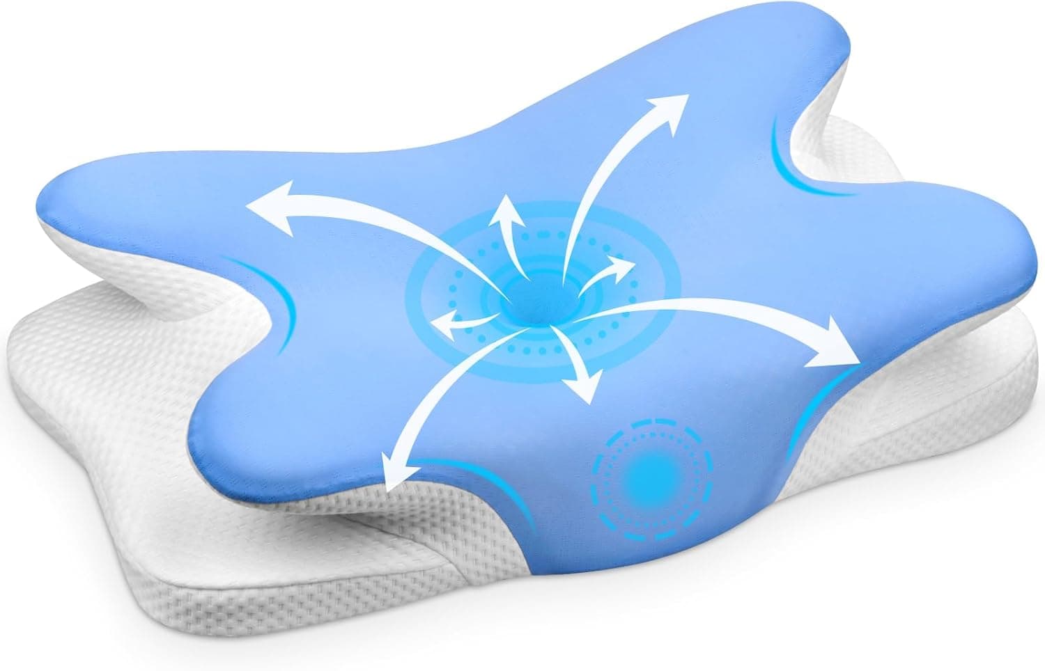 Ehomfory Almohada Cervicales y Cuello，Almohada Viscoelástica, 2 en 1 Almohada Cervical Ergonómica para Dormir de Lado, Boca Arriba y Boca Abajo