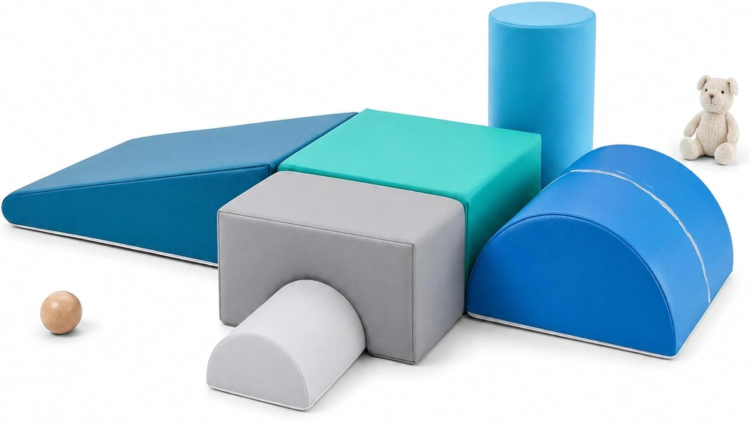 Juego de 6 Bloques de Espuma para Niños: Cuero PU Bloques Psicomotricidad Infantil - Set de Escalada Arco Elíptico Suave Ligero para Interior Infantil para Escalar y Niños de 4 Años
