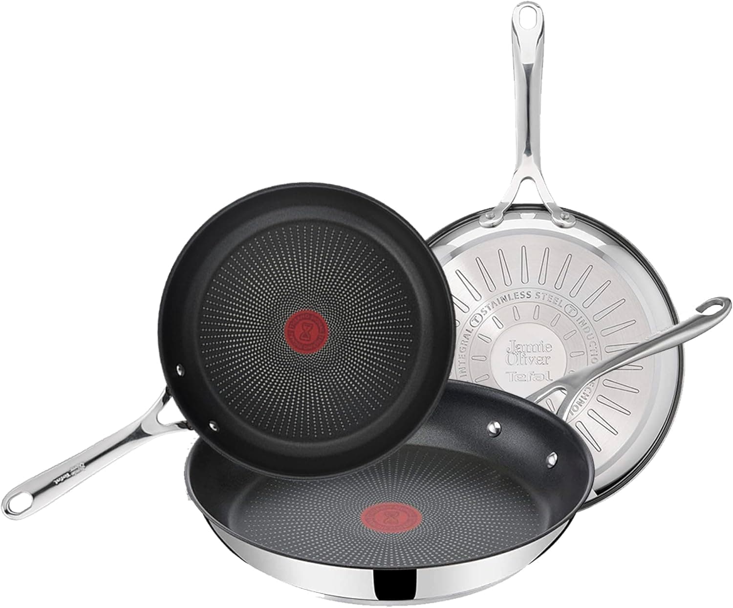 Tefal Jamie Oliver - Juego de 3 Sartenes, Acero inoxidable