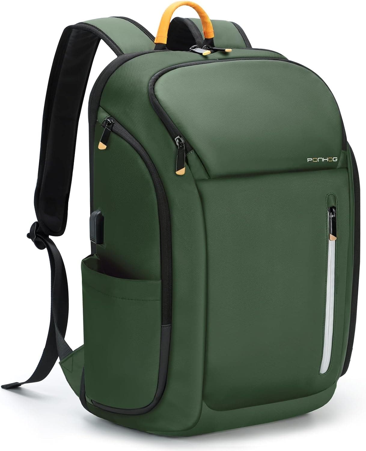 Ponhog Mochila Portátil para Hombre 17.3 Pulgadas - Mochila de Negocios Antirrobo Impermeable 900D con Gran Apertura 180°, Capacidad 30L para Viaje, Trabajo, Commuting, Verde
