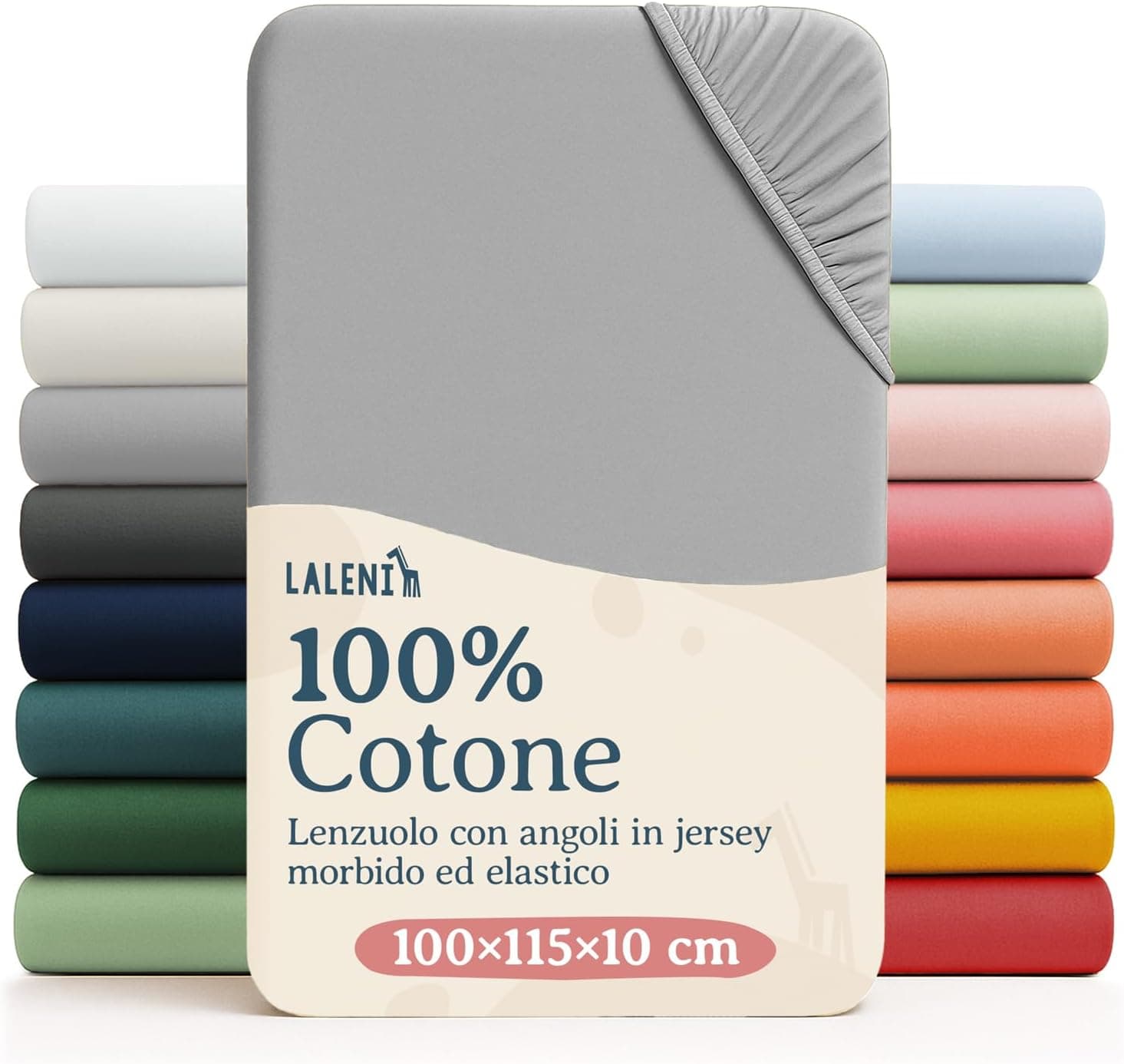 Laleni Sabana Bajera 100x115x10cm Oeko-Tex - sabanaja Bajera 100% Algodon para Cama de Infantil Simple-Ropa de Cama Infantil - para Cuna Bebe Color Moonlight Grey - Gris