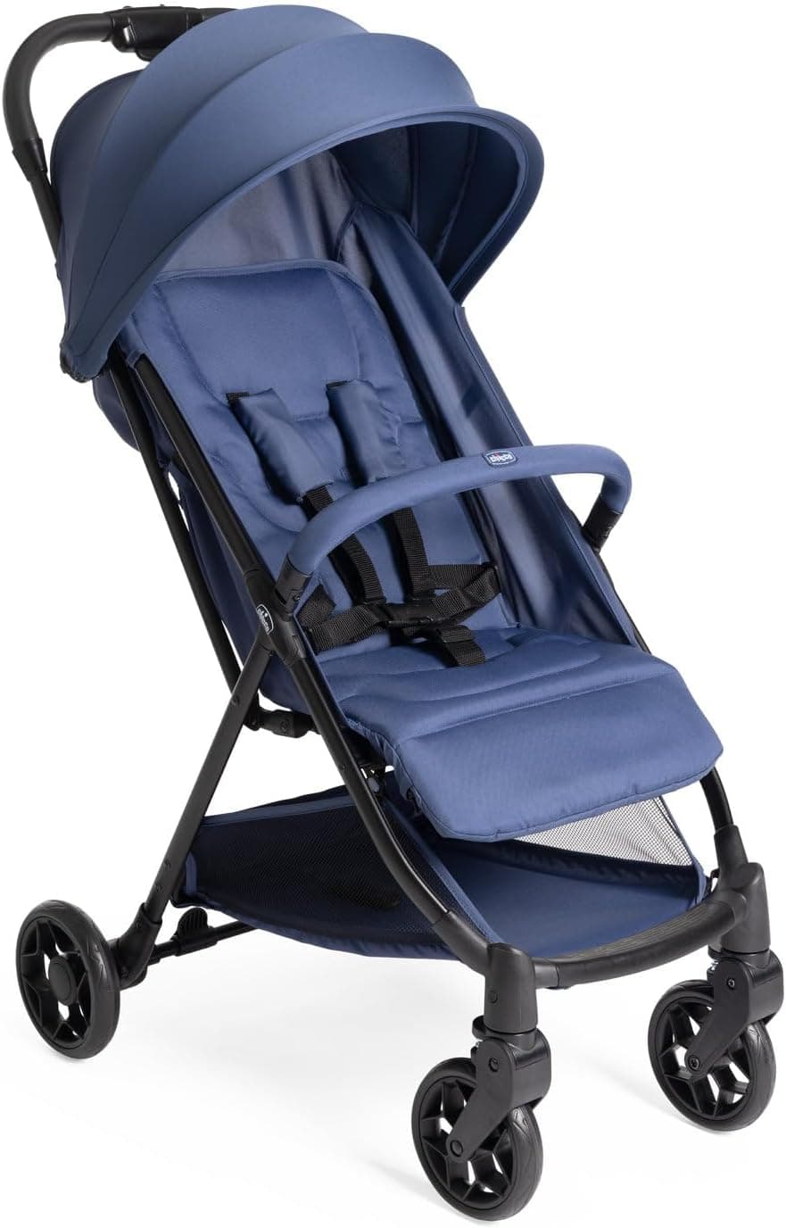Chicco Urbino Silla de Paseo, Desde nascimiento hasta 22 Kg, Carrito Bebé, Plegado automatico con una sola mano, Compacto y Ligero, Capota con Protección UV50+, Respaldo Ajustable y Reclinable, Azul