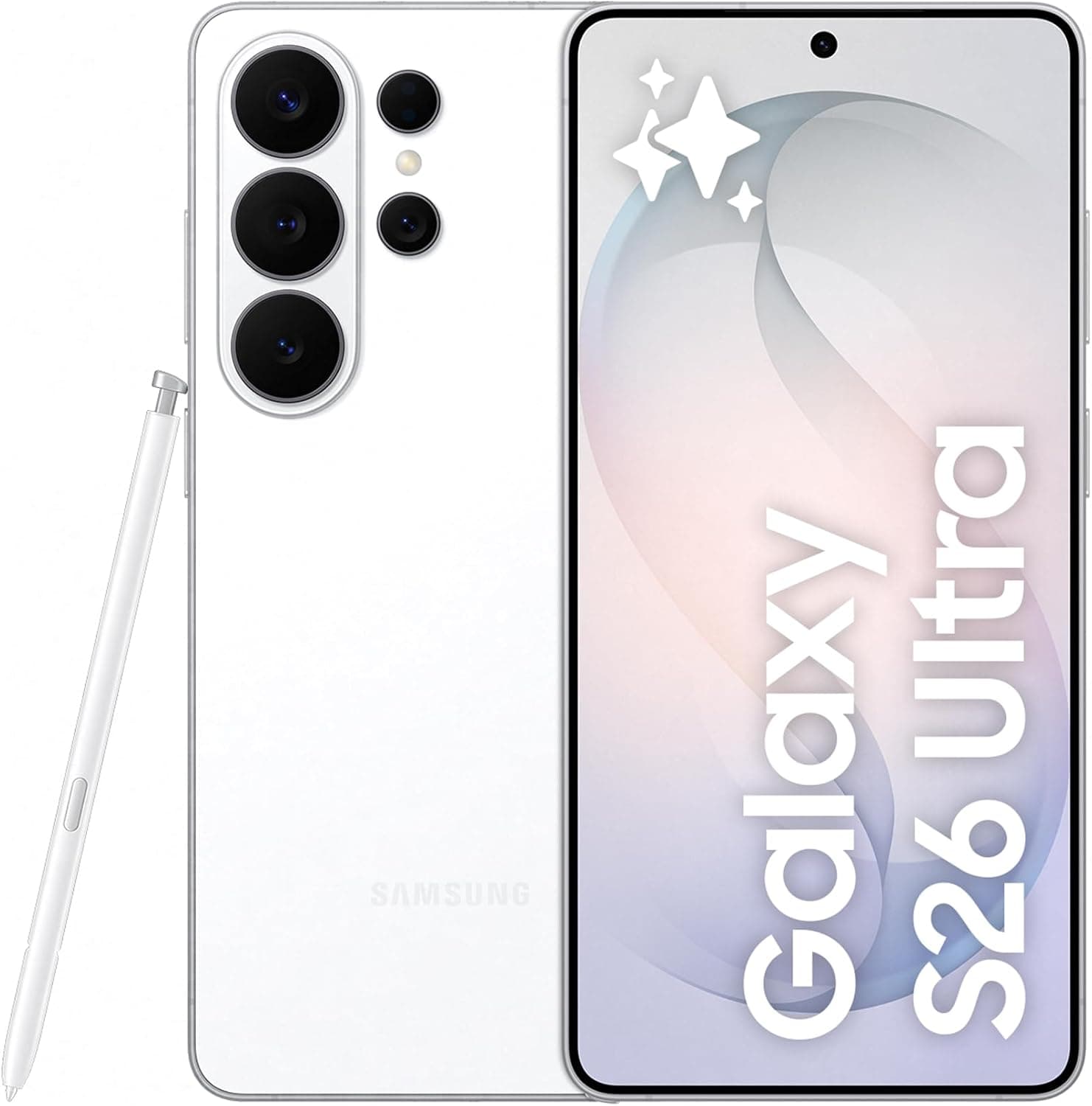 Samsung Galaxy S26 Ultra, 512GB, Smartphone con Galaxy AI, Cámara 200MP, 12GB RAM, Batería 5000mAh, Garantía del Fabricante 3 Años+1 Año Extra, Color Blanco (Versión Española)