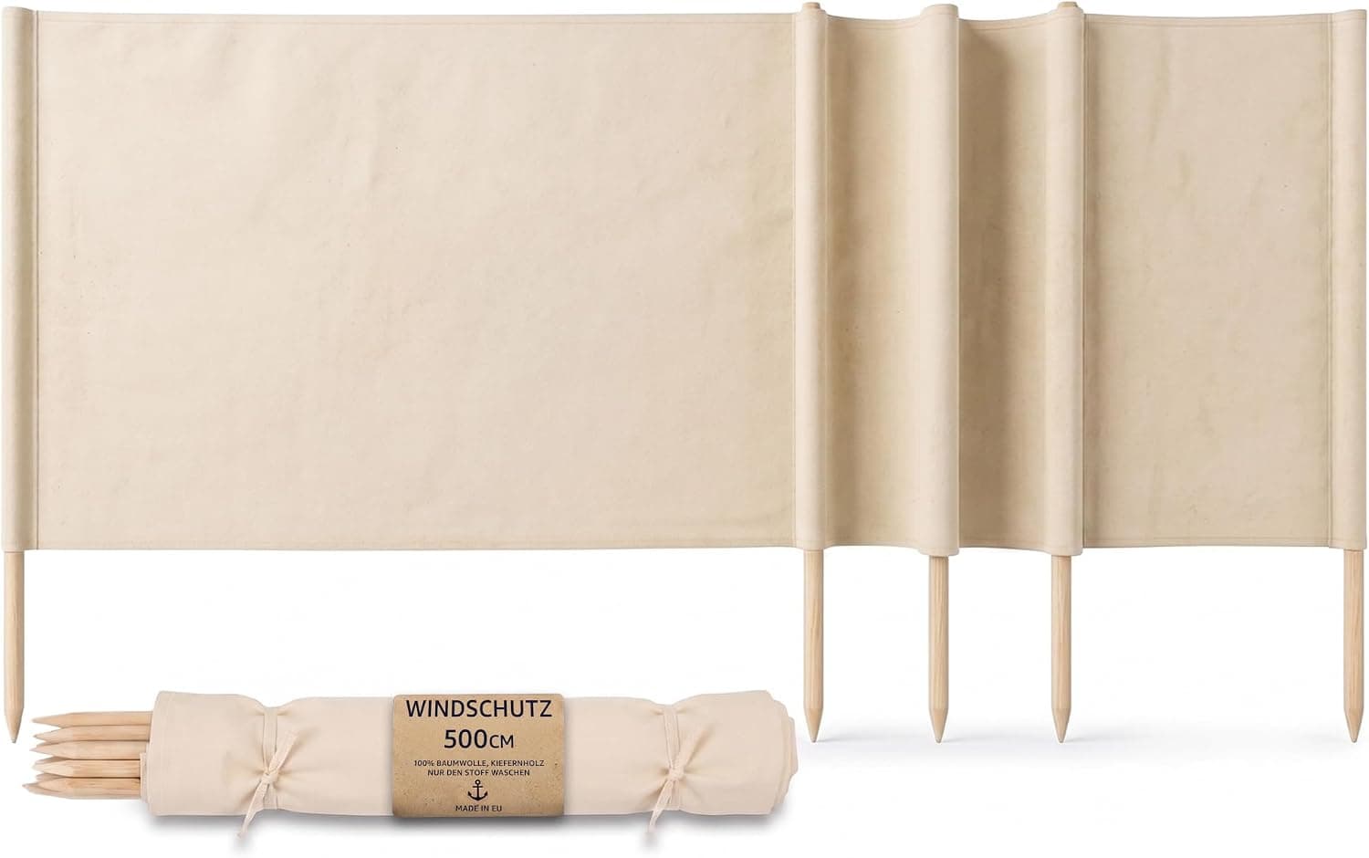 Amazinggirl Paravientos Playa con Estacas de Madera – Cortavientos para Camping Jardín y Piscina – Paravientos Exterior Outdoor de Lona Resistente Ligero y Estable