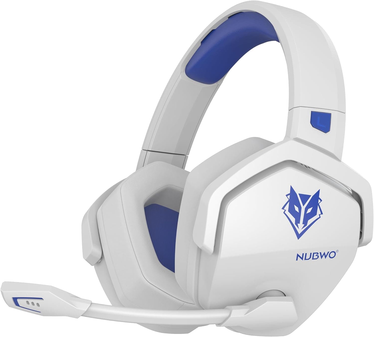 NUBWO G06 Cascos Gaming Inalámbricos con Drivers de 50 mm para PC/Ps5/Ps4/NS,Auriculares Gaming Inalámbricos con 2.4 GHz+Bluetooth 5.3 Modo Dual,7.1 Sonido Envolvente,Duración 100Hr+ - Blanco/Azules