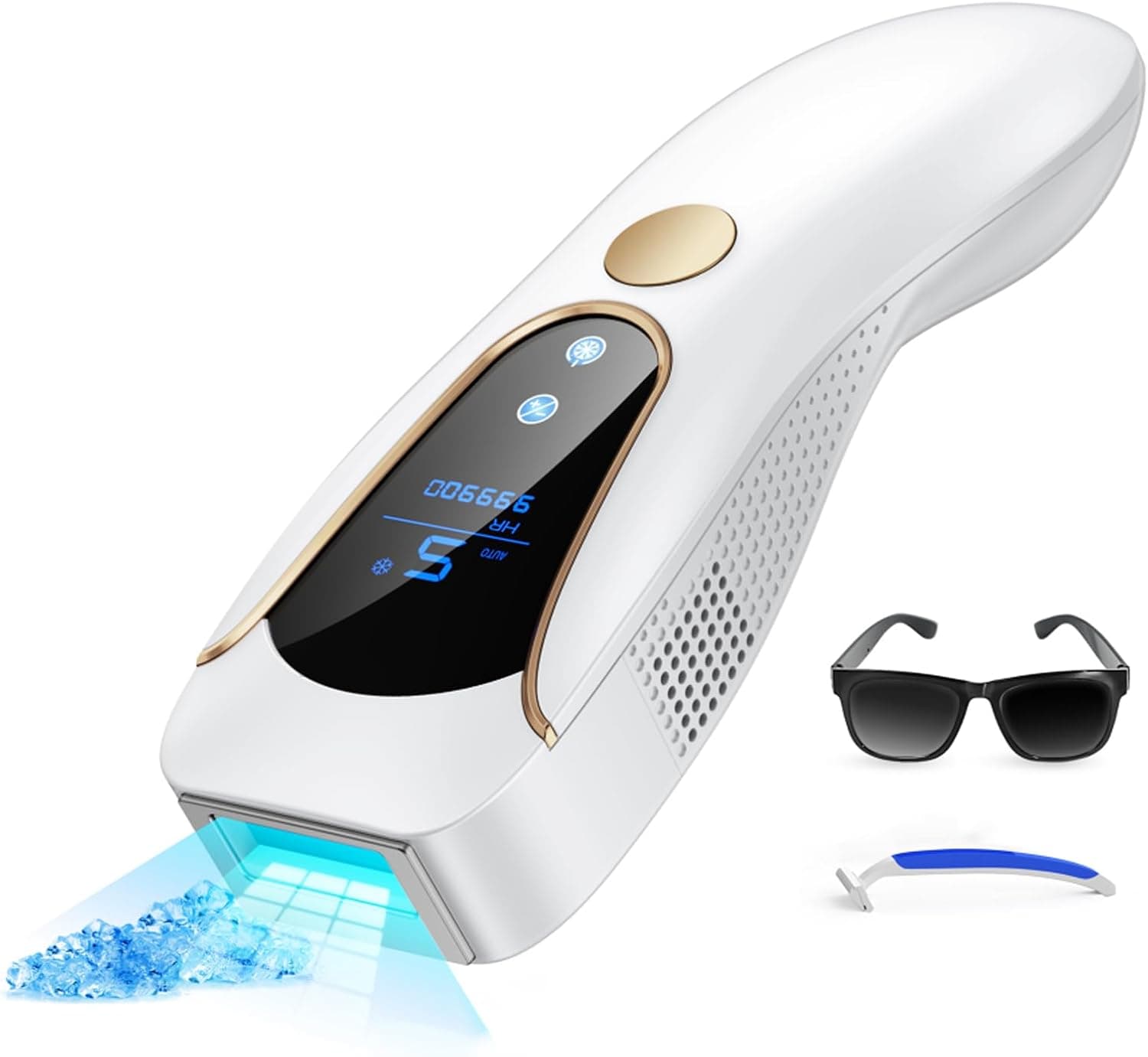 Depiladora Laser IPL con Función de Refrigeración 999,900 Flashes, Blanco