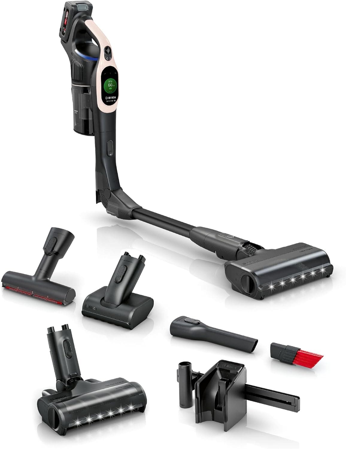 Bosch - Aspirador sin cable, Unlimited 10, Tecnología MicroClean, Luces LED, Rosa, BKS1041RHF