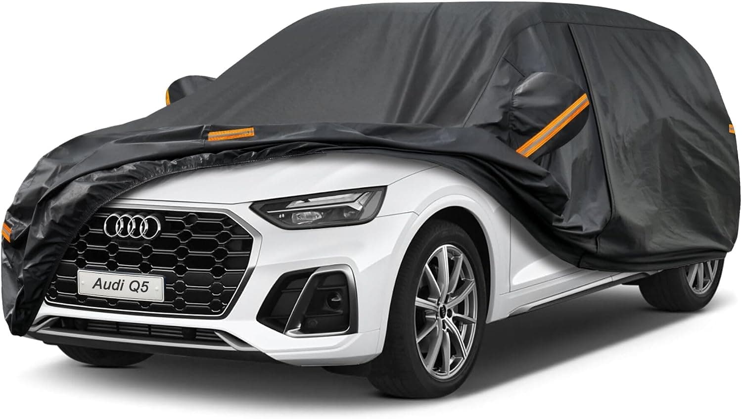 Kayme Funda Coche Exterior, Compatibles con Audi Q5 (2008-2025), Cubierta para Coche Impermeable Transpirable Anti-UV Antipolvo de 7 Capas, Cubre Coche con Cremallera y Forro de Algodón.