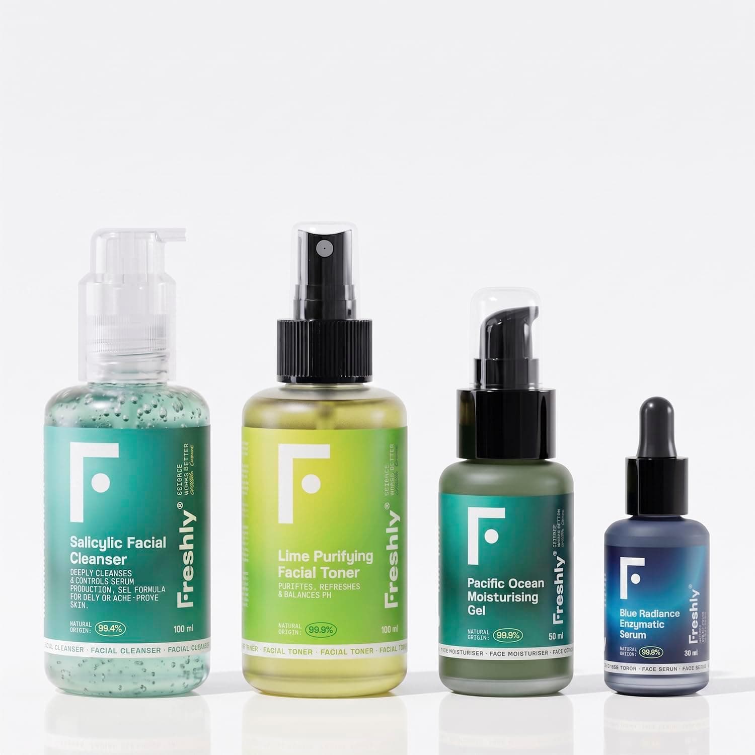 Freshly Cosmetics Rutina facial completo oil-free para piel mixta y grasa Shine Control Pack. 100 ml, 100 ml, 50 ml, 30 ml