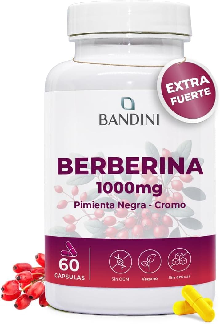 Bandini® Berberina 1000 mg Pura - Con Cromo y Pimienta Negra - 60 cápsulas
