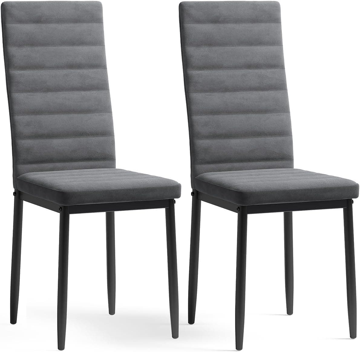 Bealife Juego de 2 Sillas de Cocina, Sillas de Comedor con Respaldo Alto, Sillas de Imitación de Piel para Comedor, Salón y Cocina (Piel sintética Negra,Juego de 2)
