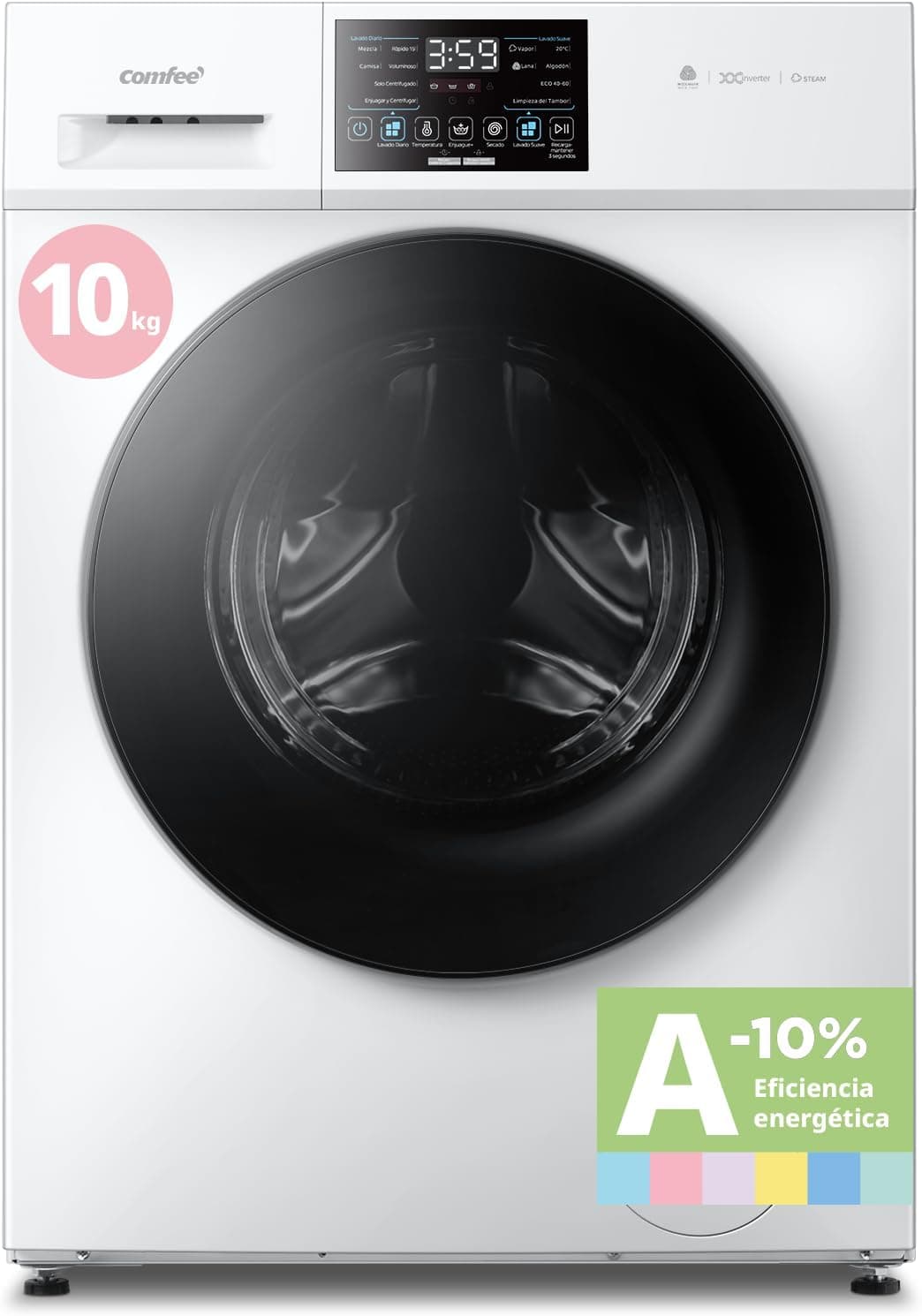 COMFEE' Lavadora 10KG Clase A-10% 1400RPM Motor BLDC Blanco CFP03EW100W-HL