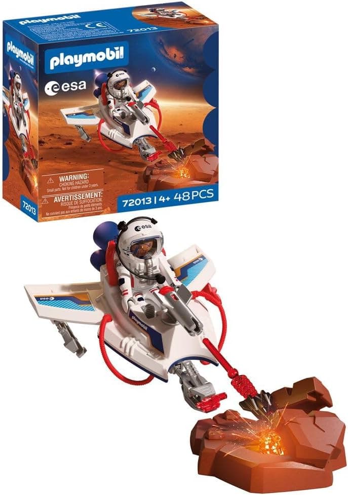 PLAYMOBIL Space Esa Planeador Espacial | Astronauta - Vehículo Volador con función de Disparo y Brazo articulado | Investigación Espacial | Juguete para niños a Partir de 4 años | 72013