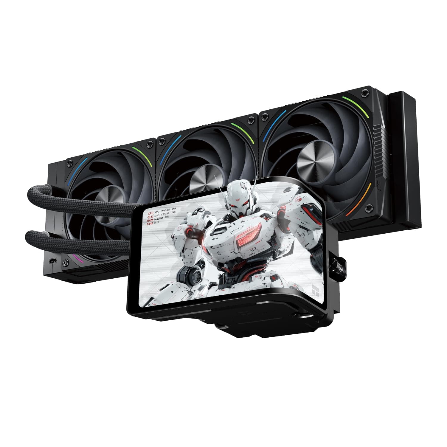 Thermalright Wonder Vision 360 Turbo ARGB Refrigerador de líquido para CPU negro para AM5/Intel LGA1851/1700, pantalla curva 3D de 6,67 pulgadas con resoluciones de 2400 x 1080, pantalla de panel