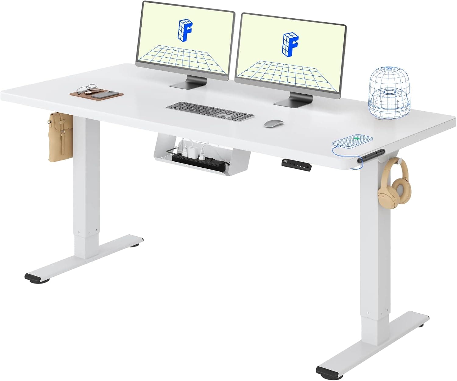 FLEXISPOT Escritorio Elevable Eléctrico 140x80 Doble Motor, Tablero Entero