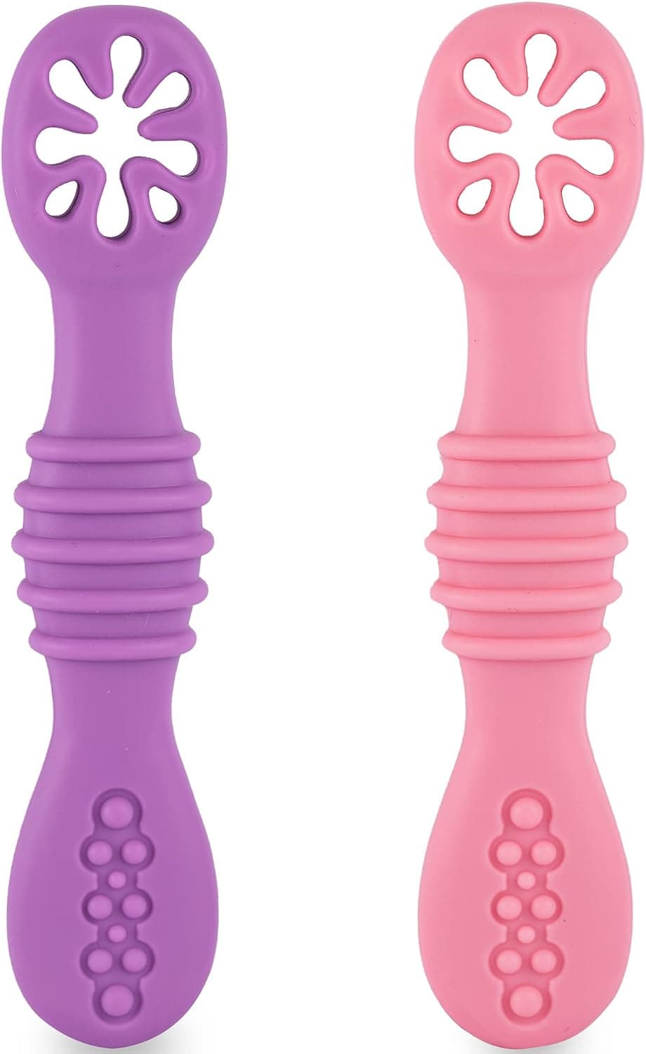 HOMYBABY® PreCucharas y Cucharas Bebe Silicona + EBOOK GRATIS Recetas BLW - Cuchara BLW Aprendizaje en etapas - Cubiertos Recomendados por Nutricionistas - Pre Cuchara Antibacteriana y Ergonómica (B)