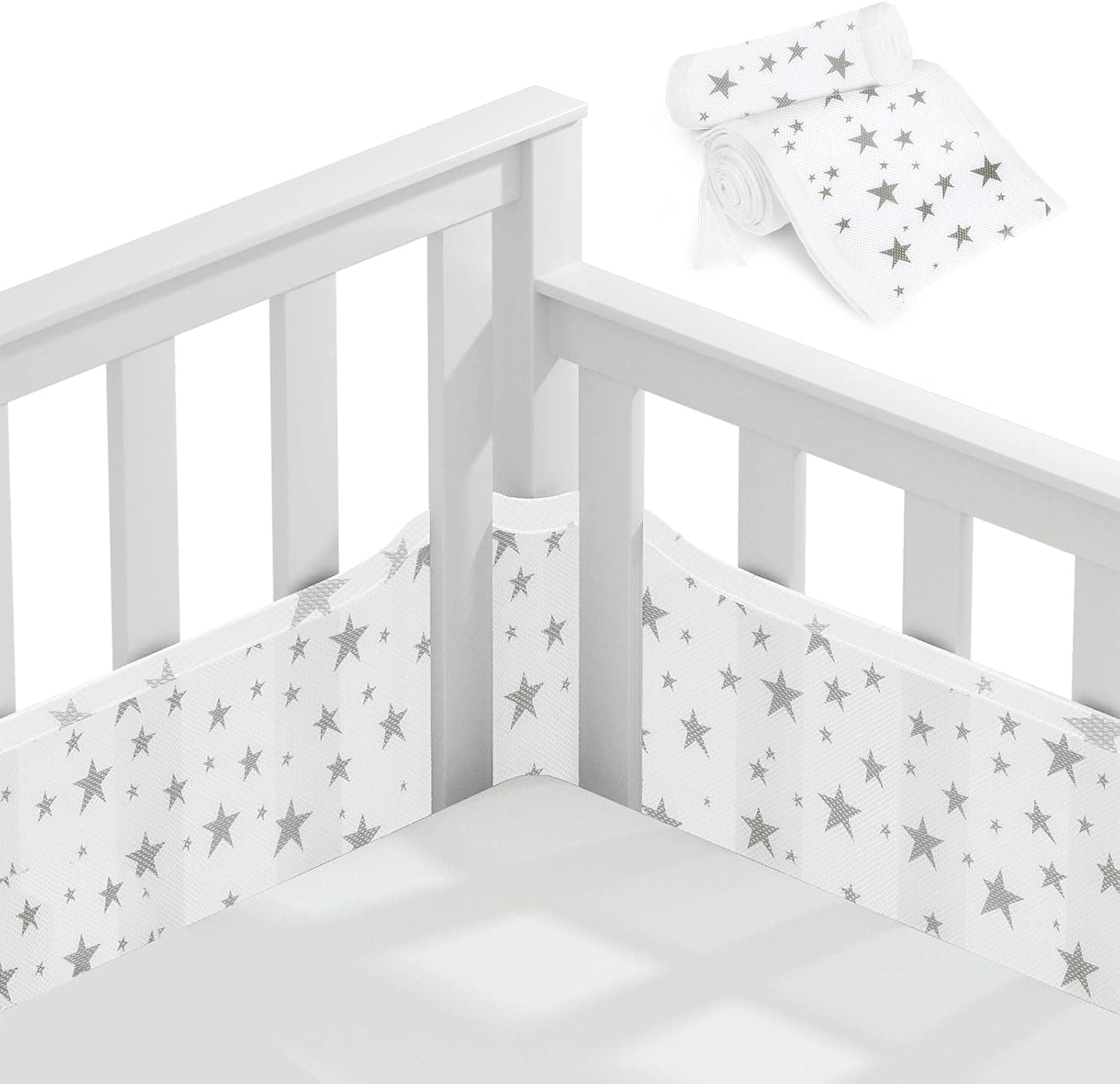 Aolso Protector de Cuna,Parachoques de Cuna para Bebés,Malla para Cuna para Bebé,Protector de Cuna Adecuado,Cuna de protección de Cuna Cubierta,Cuna de Bebé de Malla Transpirable(Estrella)