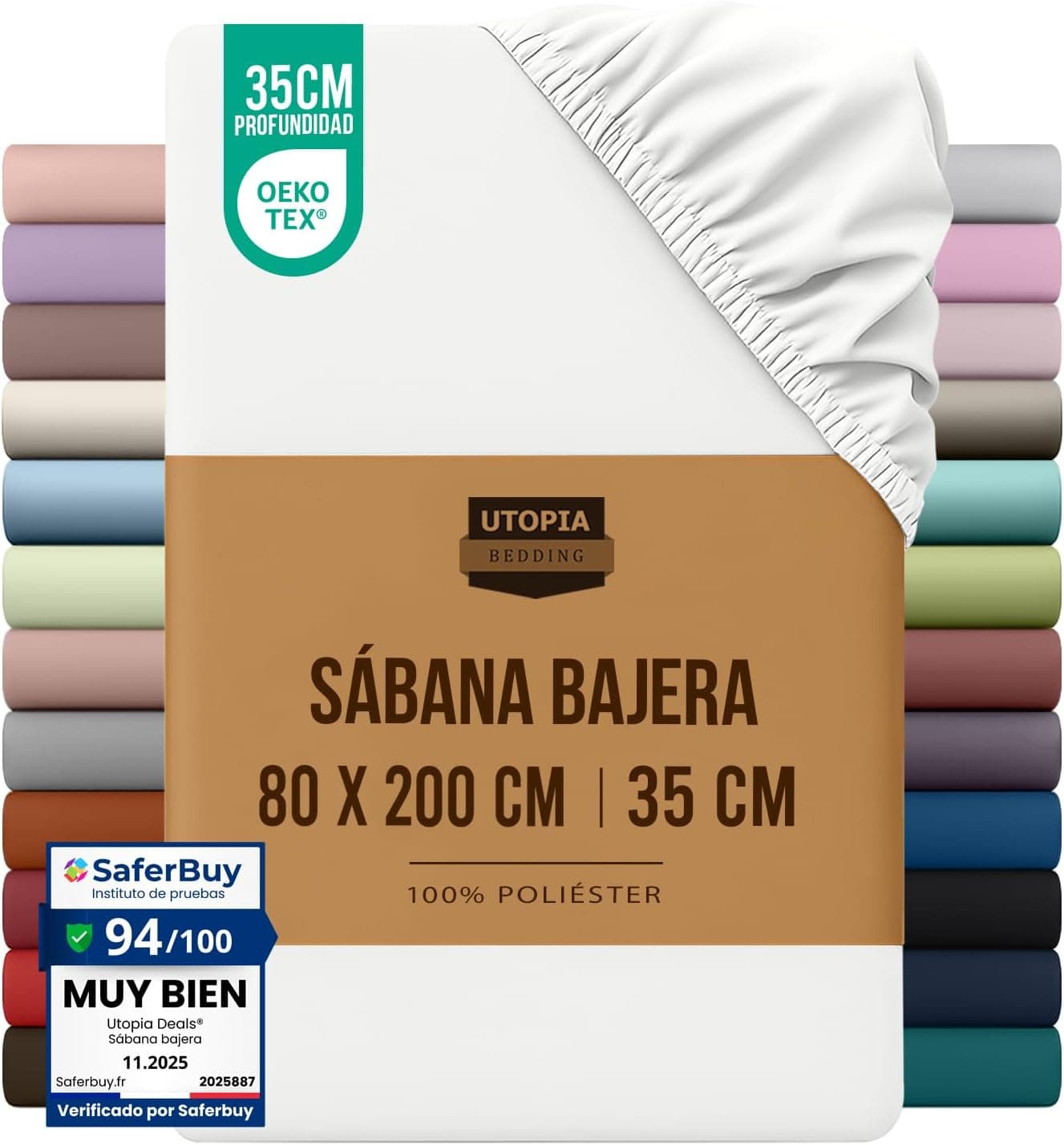 Utopia Bedding Sabana Bajera 80x200 - Blanco
