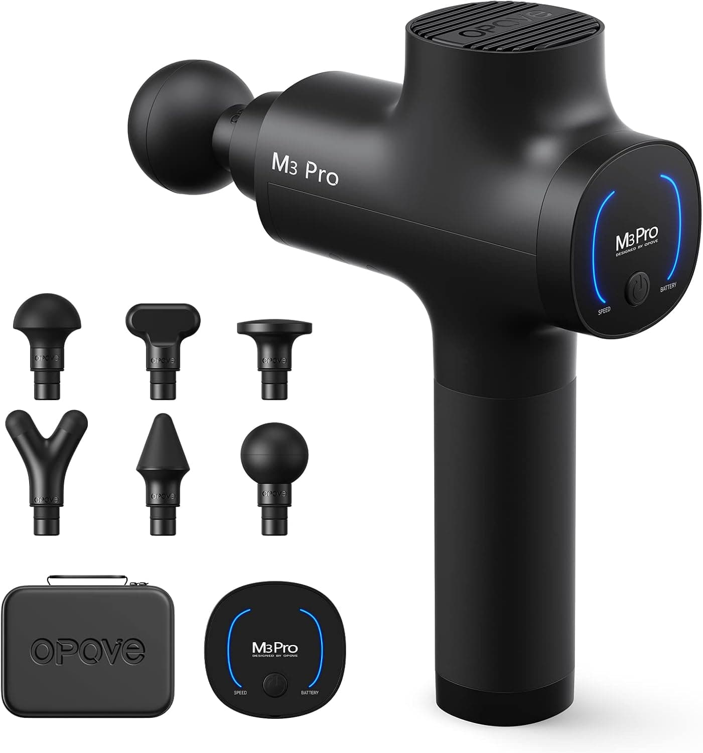 Opove Pistola de Masaje, Pistola de Masaje Muscular con Pantalla LED y 5 Velocidades I Massage Gun, Masajeador Muscular Profesional para Masaje de Cuello Espalda Piernas, Opove M3 Pro 2 Negro