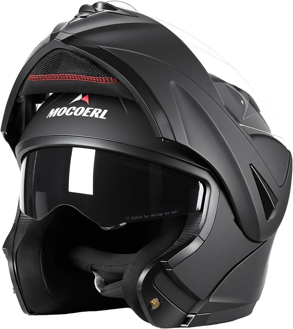 MOCOERL Casco Moto Modular Hombre y Mujer con Viseras Dobles, Casco Integral Moto Flip-Up Convertible , Certificado ECE 2206, Cómodo S-XXL