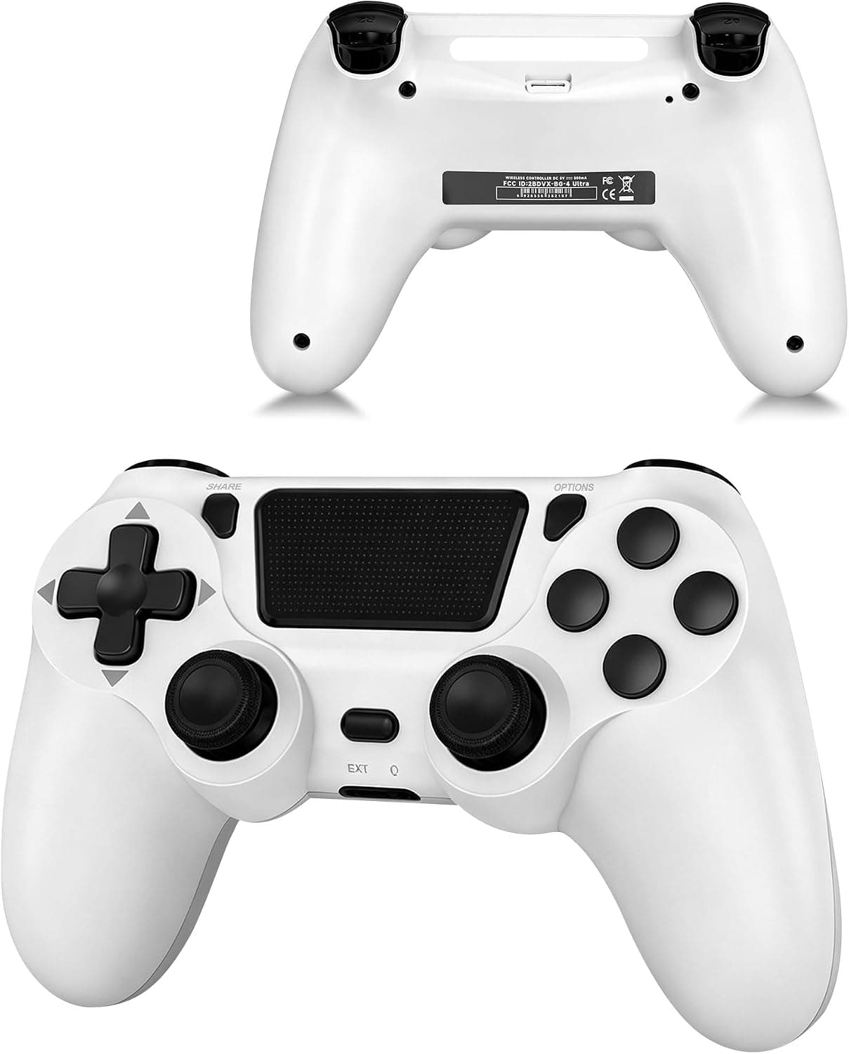 Mando Inalámbrico PS4, Controlador 6 Ejes con Turbo, Panel Táctil, Blanco