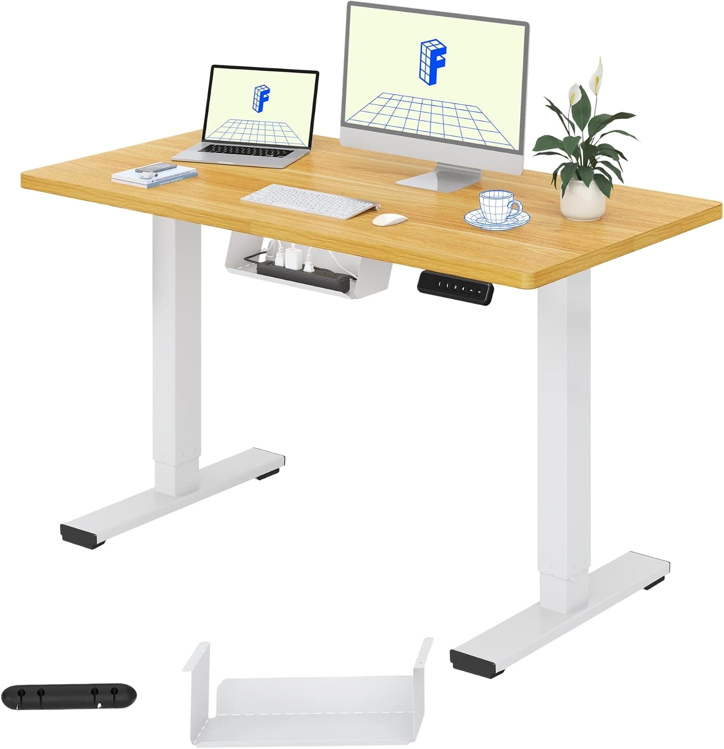 FLEXISPOT Escritorio Elevable 100x60, Tablero Completo, Altura 75-110cm