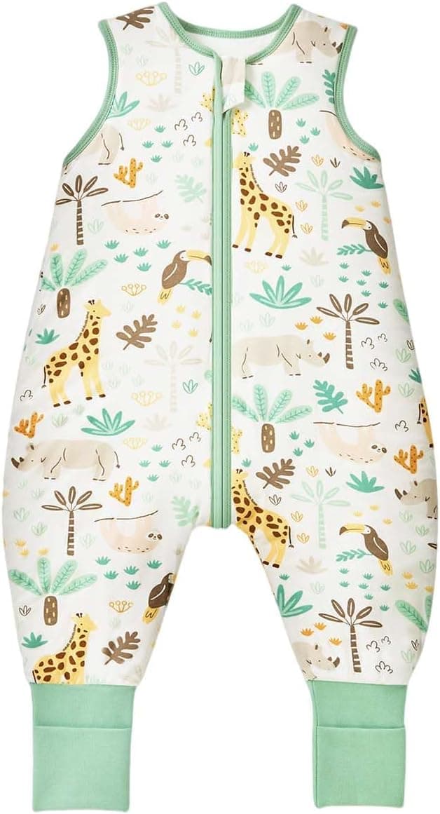 Saco de Dormir para bebé con piernas, 1.0 TOG,de rayón Supersuave Hecho de bambú, Saco de Dormir de Fibra de bambú para niños o niñas(Jirafa,L)